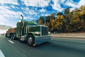 semi truck hauling wood